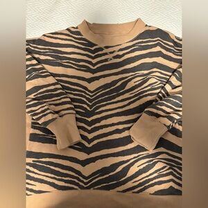 Aerie Crew Tan and Black Zebra Print Sweater